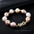 Luxury Multi-Colored Pink Cultured Freshwater Pearl Sterling Silver Bracelet